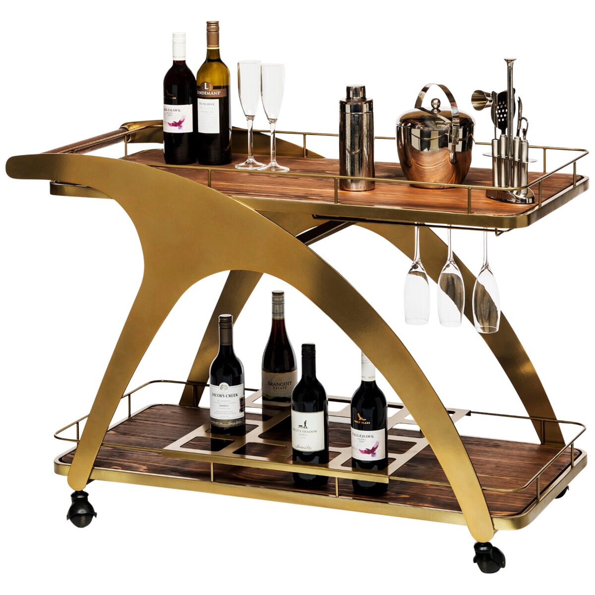 Wine Stash French Bar Cart with Timber Top
