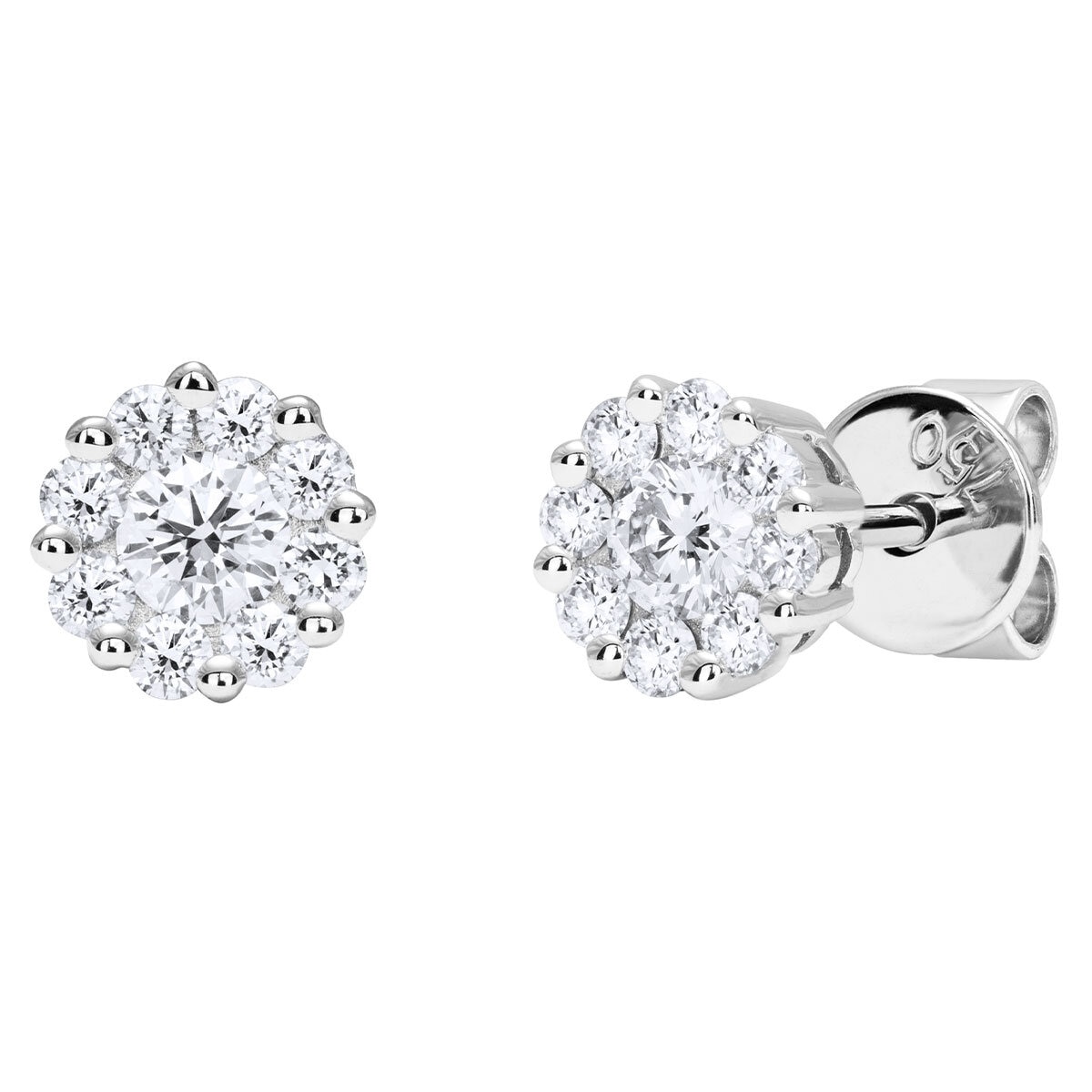 18KT White Gold 0.50ctw Diamond Cluster Stud Earrings