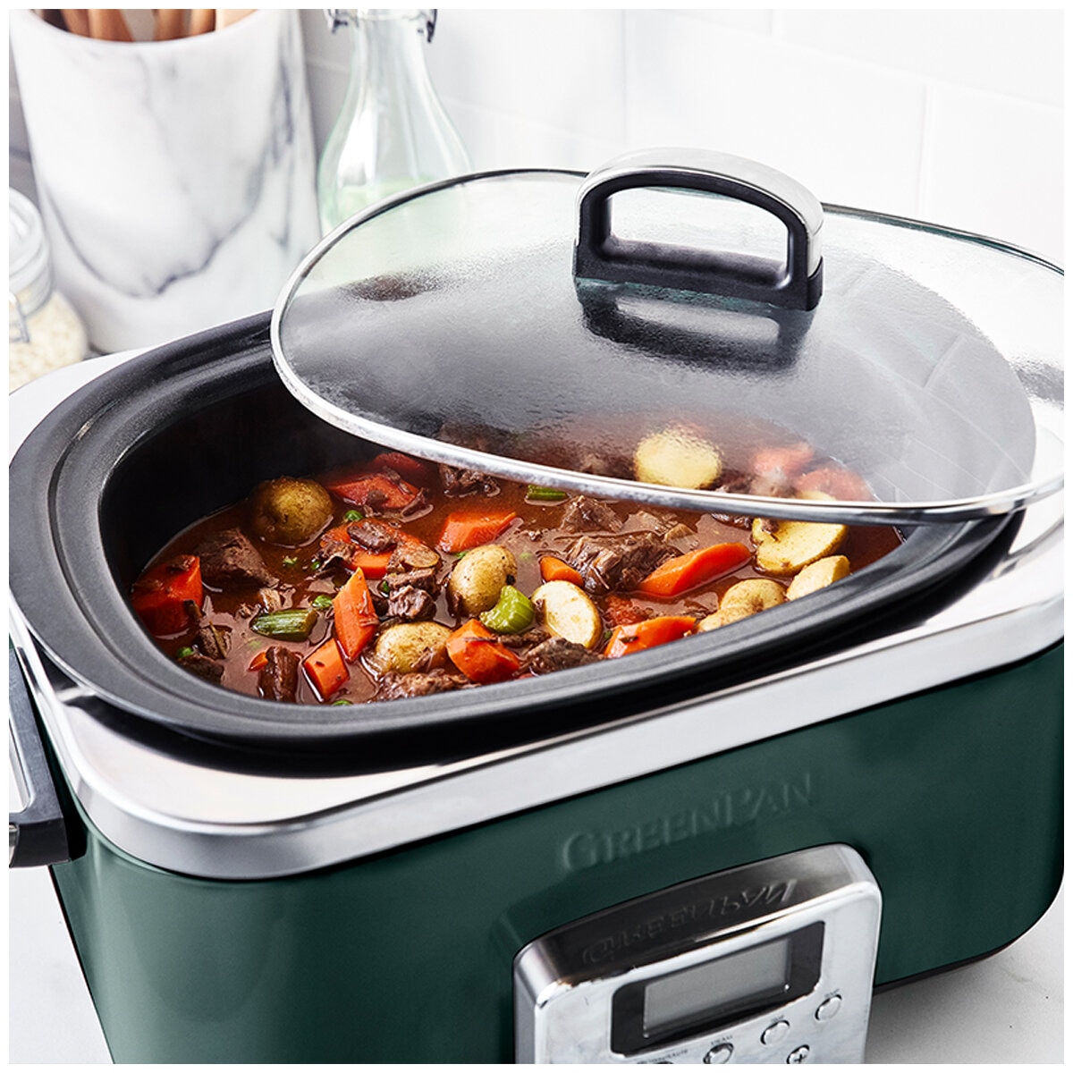 GreenPan 6L Slow Cooker CC009380-001 Pine Green