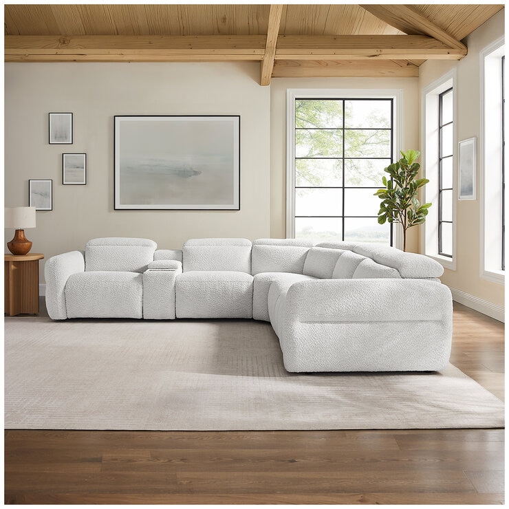 Aiden & Ivy Fabric Power Reclining Sectional With Power Headrests