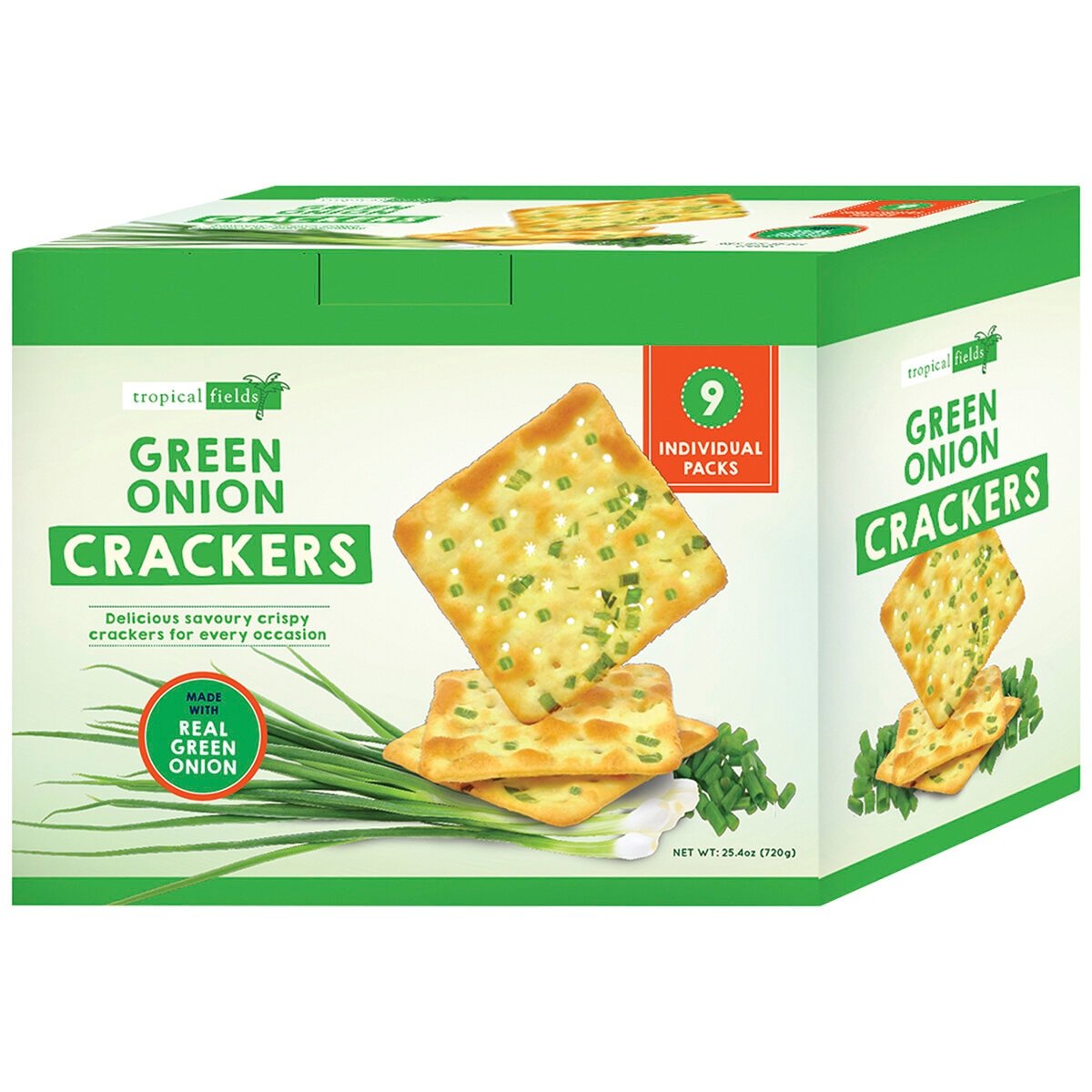 Tropical Fields Green Onion Crackers 9 x 80 gram