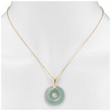 14KT Yellow Gold Good Luck Jade Pendant Necklace