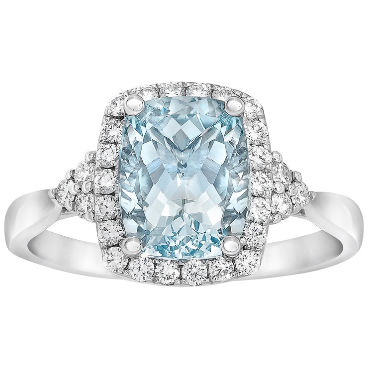 18kt White Gold Aquamarine And Diamond Ring Costco Australia