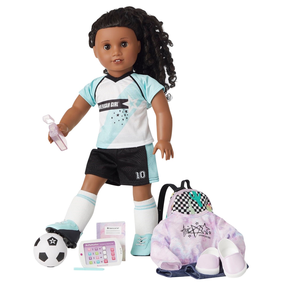 American Girl Doll 67 and School Day to Soccer Play Set