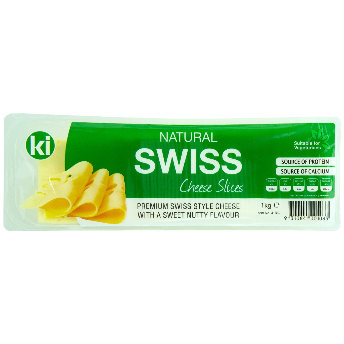 KI Natural Swiss Cheese Slices 1kg