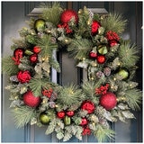 Pre-Lit Holiday Artificial Wreath Red 76.2cm Pre-Lit Holiday Artificial Wreath Red 76.2cm