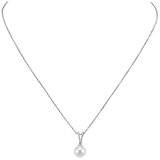 18KT White Gold 0.08ctw Diamond White Cultured Pearl Pendant