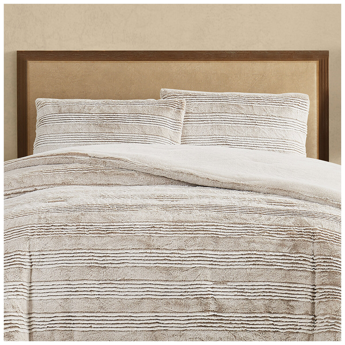 Frye Carved Comforter Set 3 Piece King Biscuit