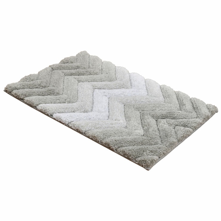 Riviera Homes Chevron Bath Mat 2 Pack Light Grey