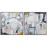 Cafe Lighting and Living Street Art Oil On Canvas Painting Set of 2, Black/