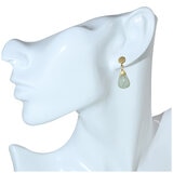 14KT Yellow Gold Natural Green Jade Post Earrings