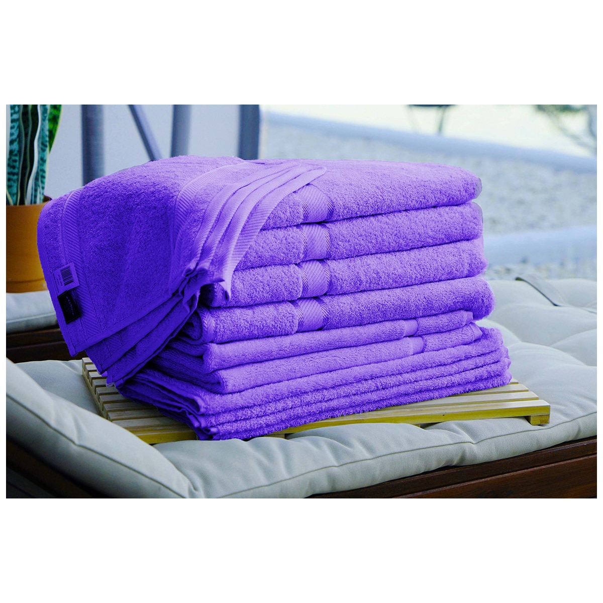 Kingtex Plain dyed 100% Combed Cotton towel range 550gsm Bath Sheet set 14 piece - Purple