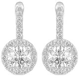 18KT White Gold 1.25ctw Round Diamond Halo Earrings