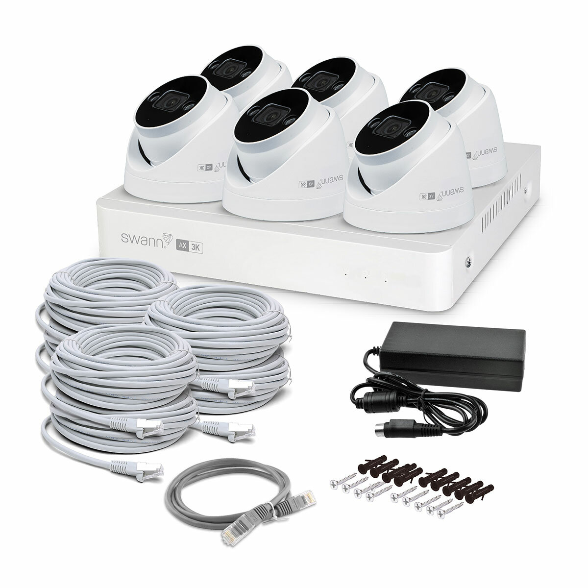 Swann 3K Wired NVR 6 Dome Camera Kit 1TB HDD with AdvancedX Security System and 247 Recording/ Swann 3K Wired NVR 6 Dome Camera Kit 1TB HDD with AdvancedX Security System and 247 Recording/
