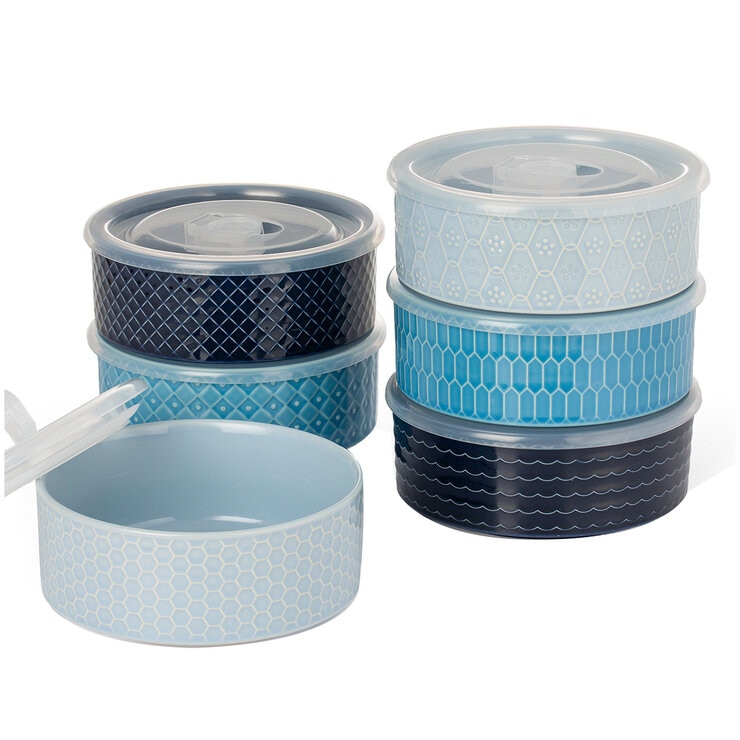 Signature Housewares Microwavable Bowls 6 Piece Set Blue