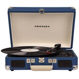 Crosley Cruiser Deluxe Portable Turntable - Blue + Free Record Storage Crate