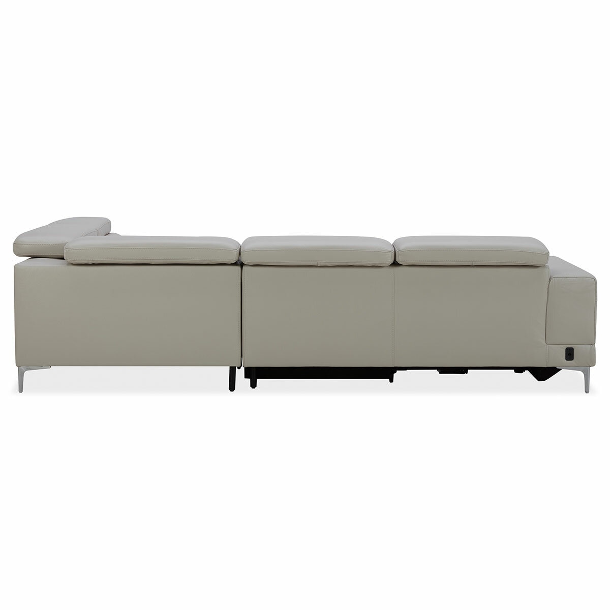 Aiden & Ivy Leather Power Sectional With Ratchet Headrest