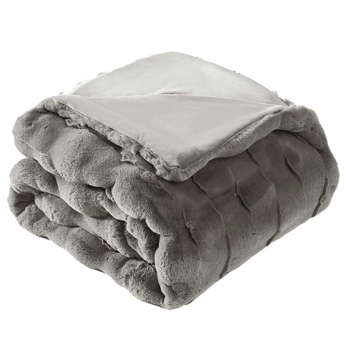 Frye Luxe Faux Fur Throw 152 x 178cm Grey
