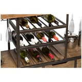 Wine Stash Wooden Bar Cart with Wine Storage
