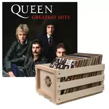 Crosley Record Storage Crate & Queen Greatest Hits