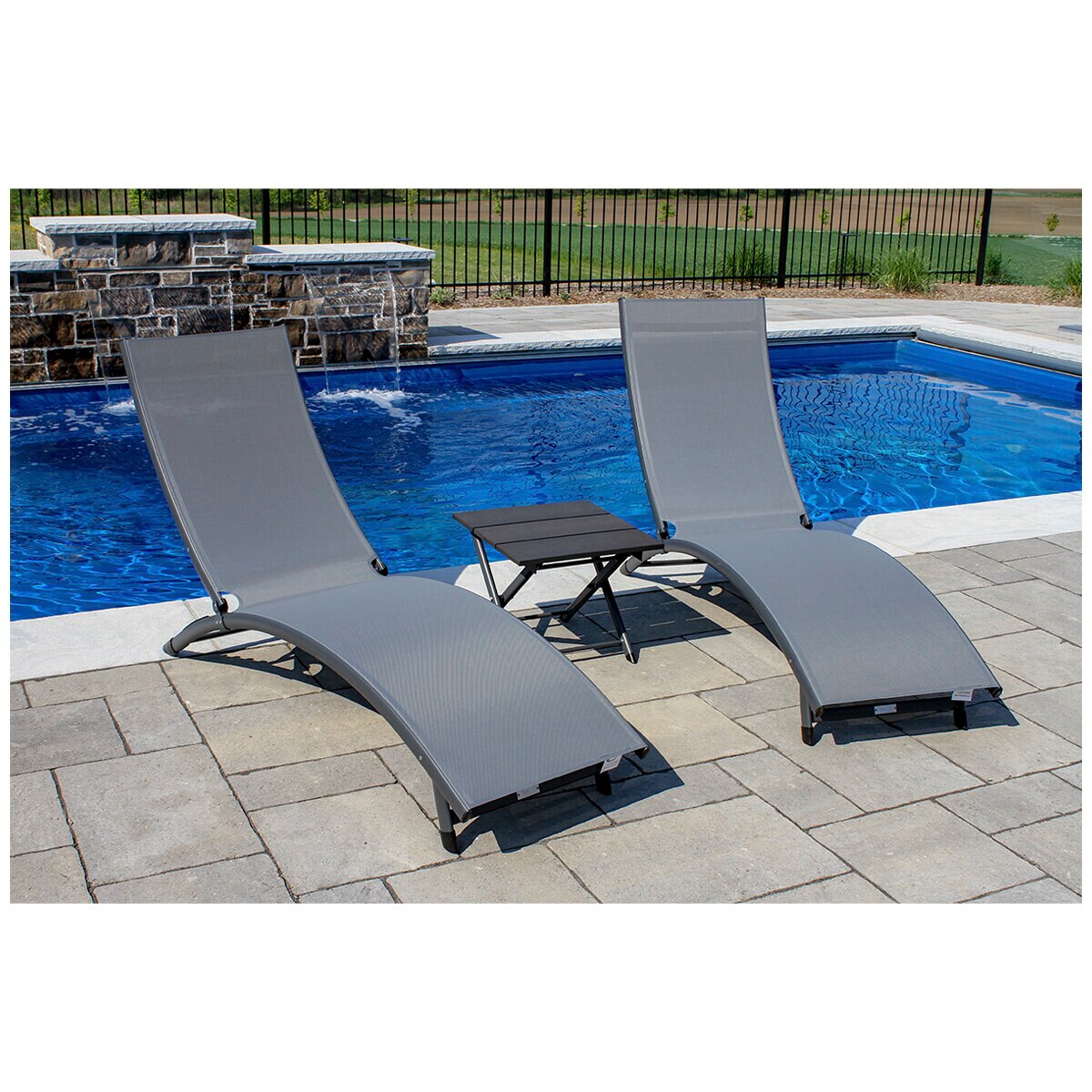 Vivere Chaise Lounges & Table Dark Grey