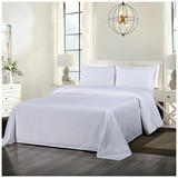 Bdirect Royal Comfort Blended Bamboo Sheet Set with stripes Queen - White