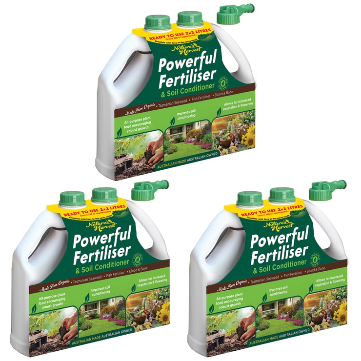 Nature's Harvest Powerful Fertiliser & Soil Conditioner 3 x 2 x 2L