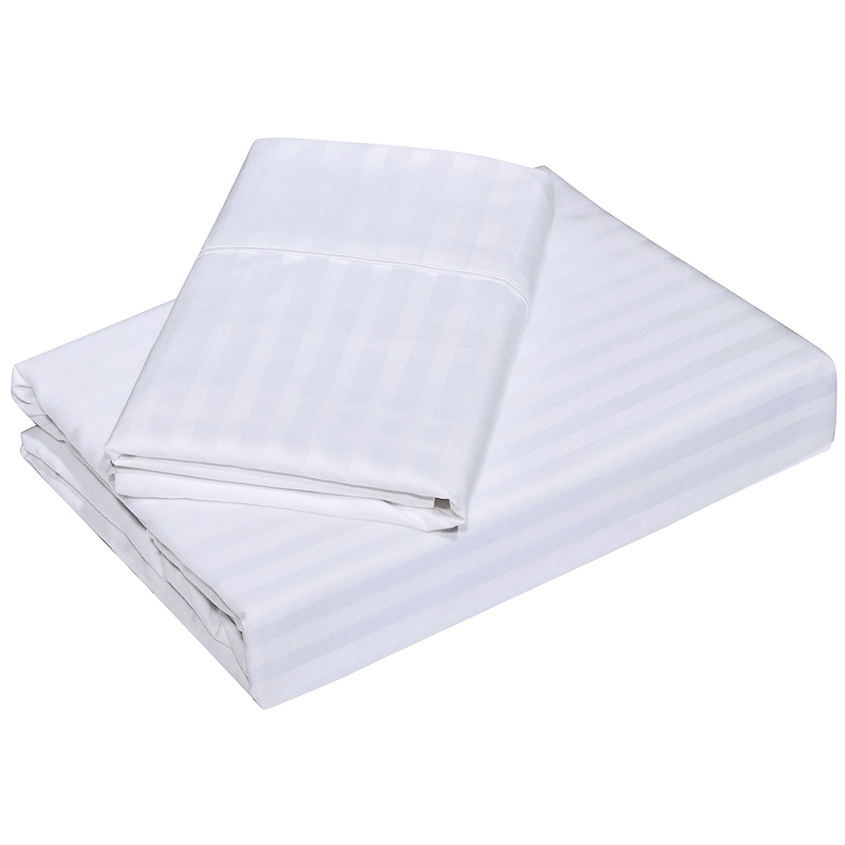 Bdirect Royal Comfort Blended Bamboo Sheet Set with stripes Double - White