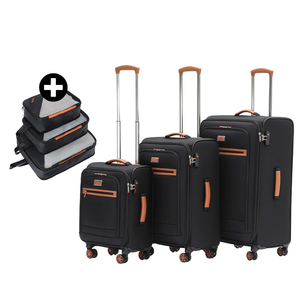 Tosca Park Avenue 3 Piece Luggage Set Black Tan