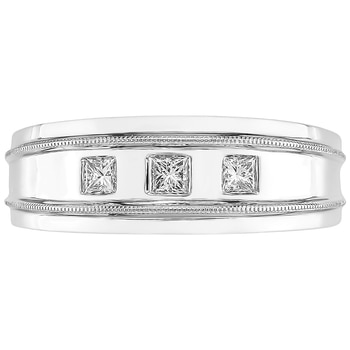 Princess Cut 0.28ctw Diamond 14KT White Gold Men's Ring