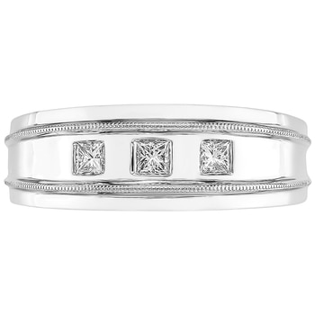 14KT White Gold Princess Cut 0.28ctw Diamond Men's Ring