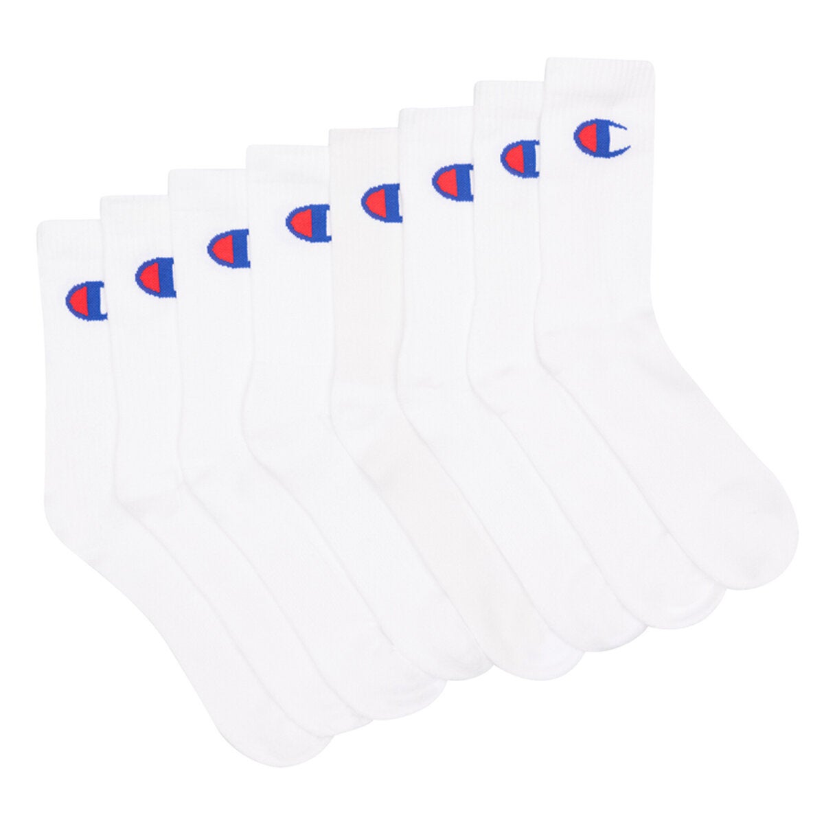 Champion Crew Sock 8 Pack White Champion Crew Sock 8 Pack White