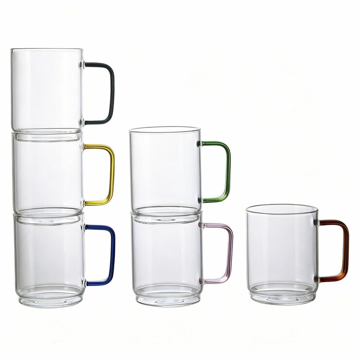King Crystal Borosilicate Stackable Mug With Handle 410ml x 6 Piece Set King Crystal Borosilicate Stackable Mug With Handle 410ml x 6 Piece Set