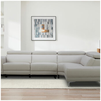 Aiden & Ivy Leather Power Sectional With Ratchet Headrest