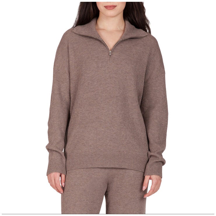 TKEES Women's 1/4 Zip Ribbed Sweater