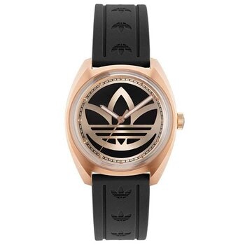 Adidas Originals Edition One Rose Gold Tone Black Strap Watch AOFH23013