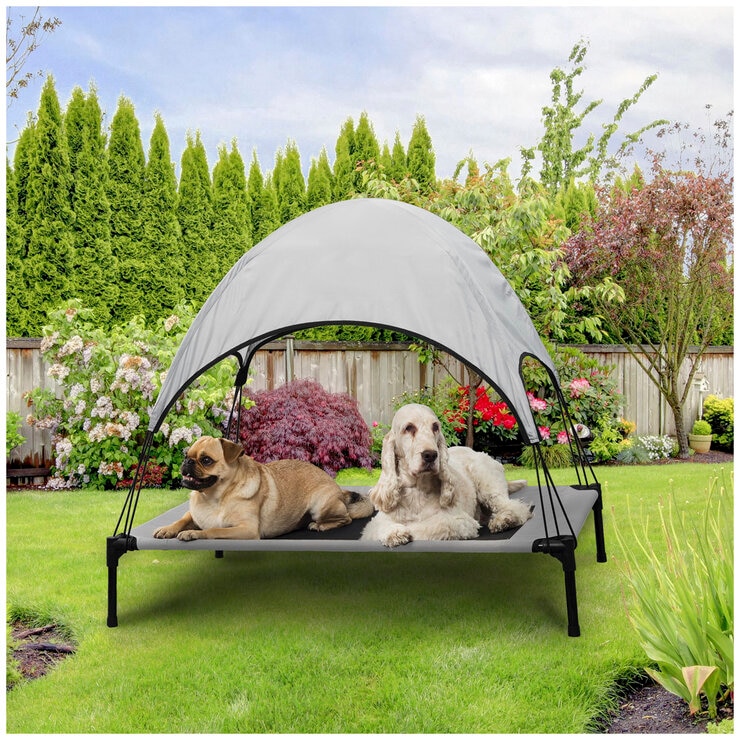 Solartec Elevated Pet Bed with Canopy Large Grey