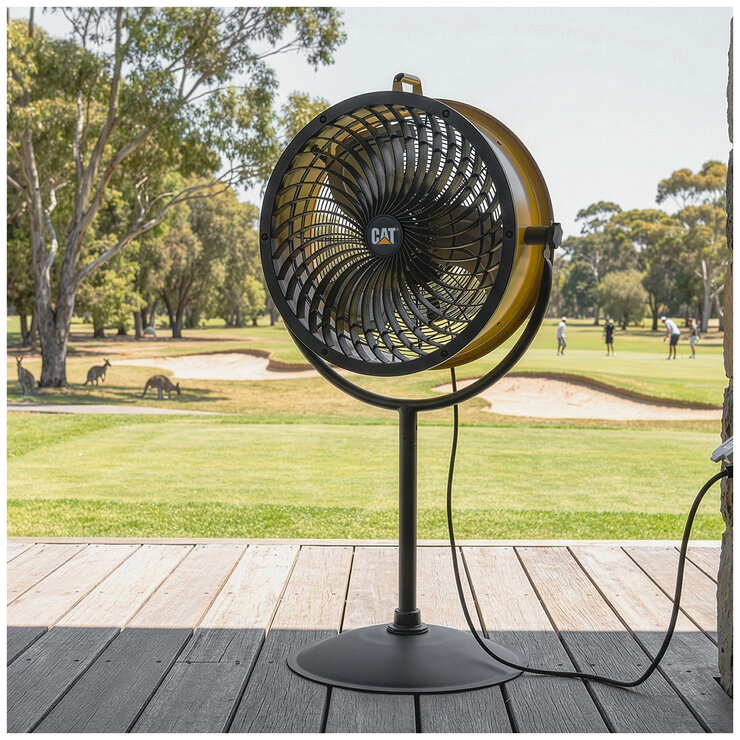 Caterpillar 46cm High Velocity Drum Pedestal Air Circulator Outdoor Fan HVPD-18AC-OD