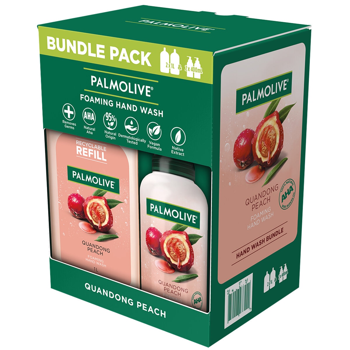 Palmolive Foaming Hand Wash Quandong Peach 2 x 1L + 2 x 400ml