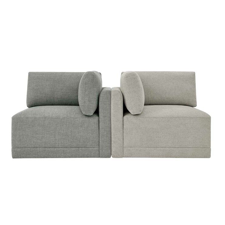 Thomasville 6PC Fabric Modular Sectional with Ottoman Light Grey