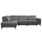 Valencia Pista Leather Reclining Sectional Lounge Left Chaise Grey