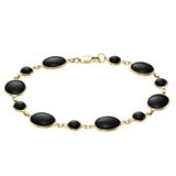 14KT Yellow Gold Black Onyx Bezel Link Bracelet