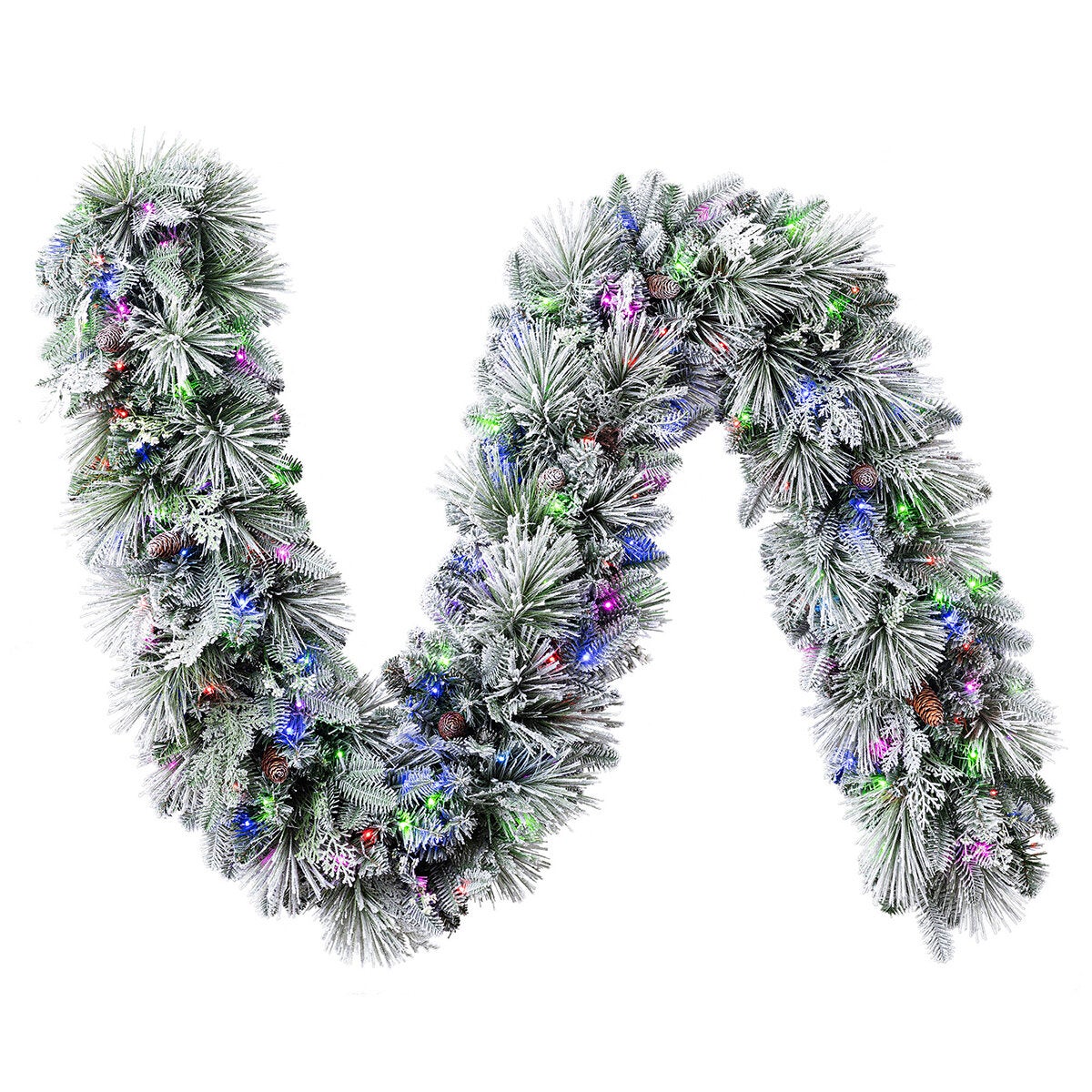 Pre-Lit Flocked Christmas Garland with Micro LED Lights 2.7m Pre-Lit Flocked Christmas Garland with Micro LED Lights 2.7m