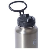 ThermoFlask Double Wall Stainless Steel Bottles With Spout And Straw Lid 2 Pack Black And Blue