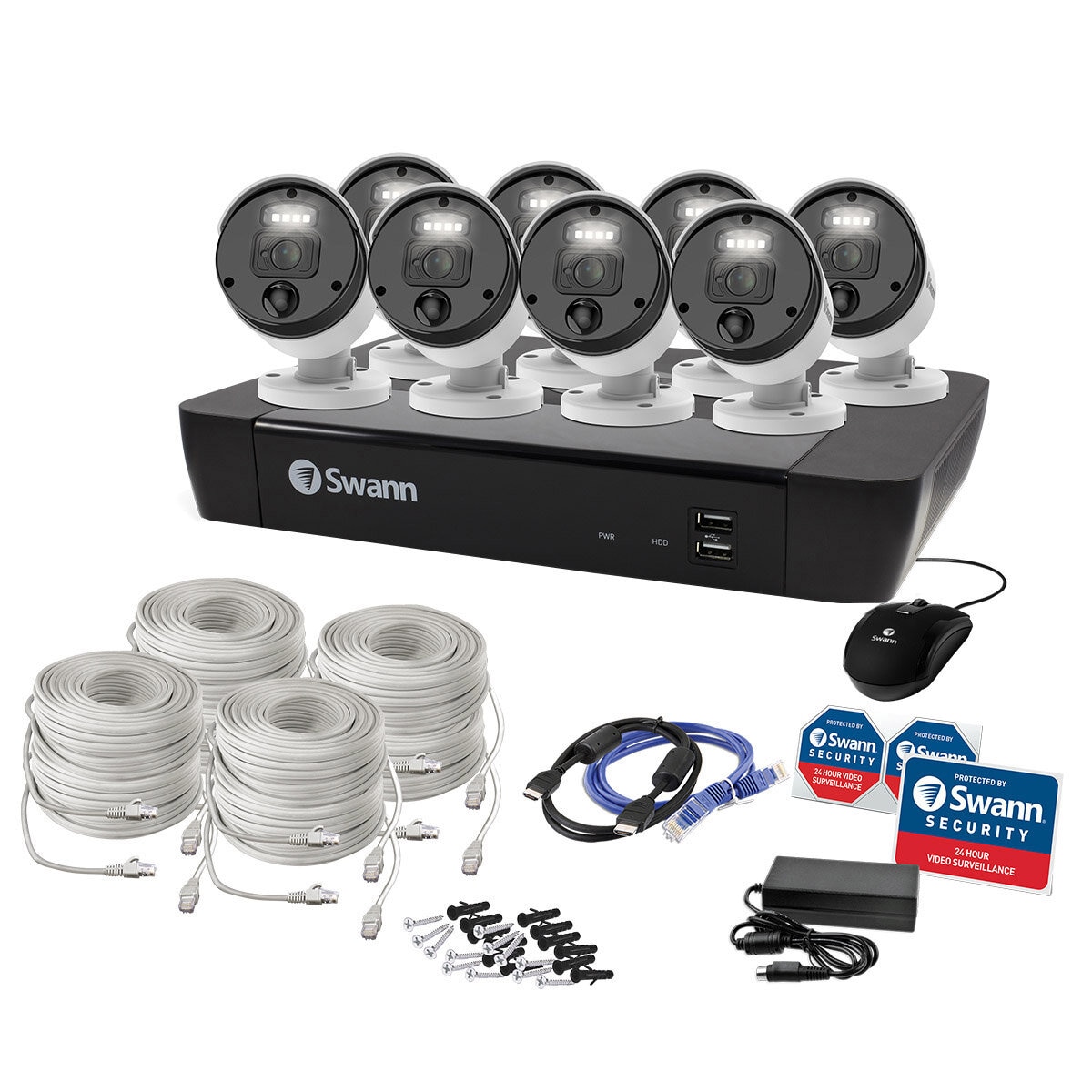 Swann NVR 8 Cameras Security 4K Monitoring with 2TB 5MP SWNVK-876808-AU