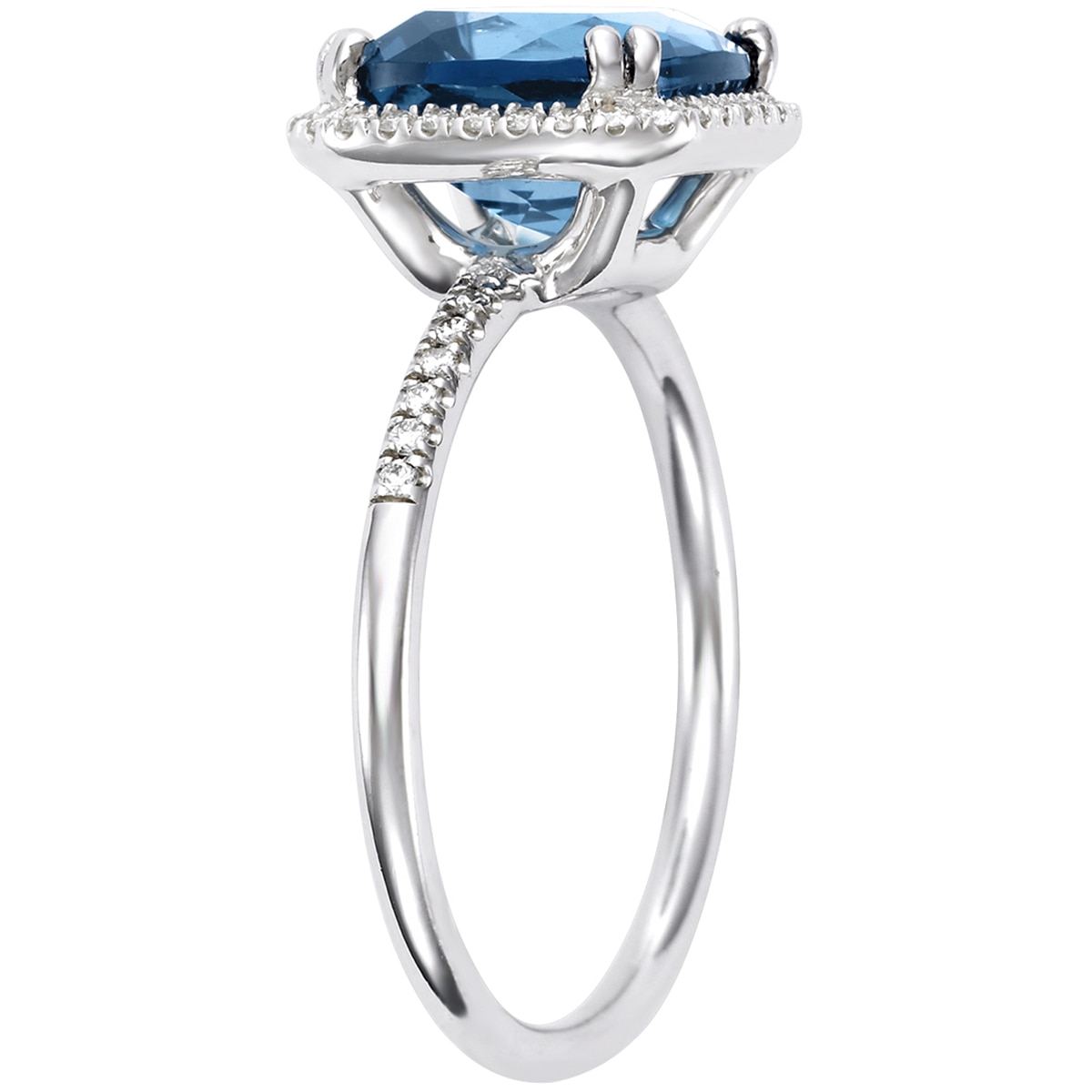 0.20ctw Diamond with Cushion Cut London Blue Topaz Ring