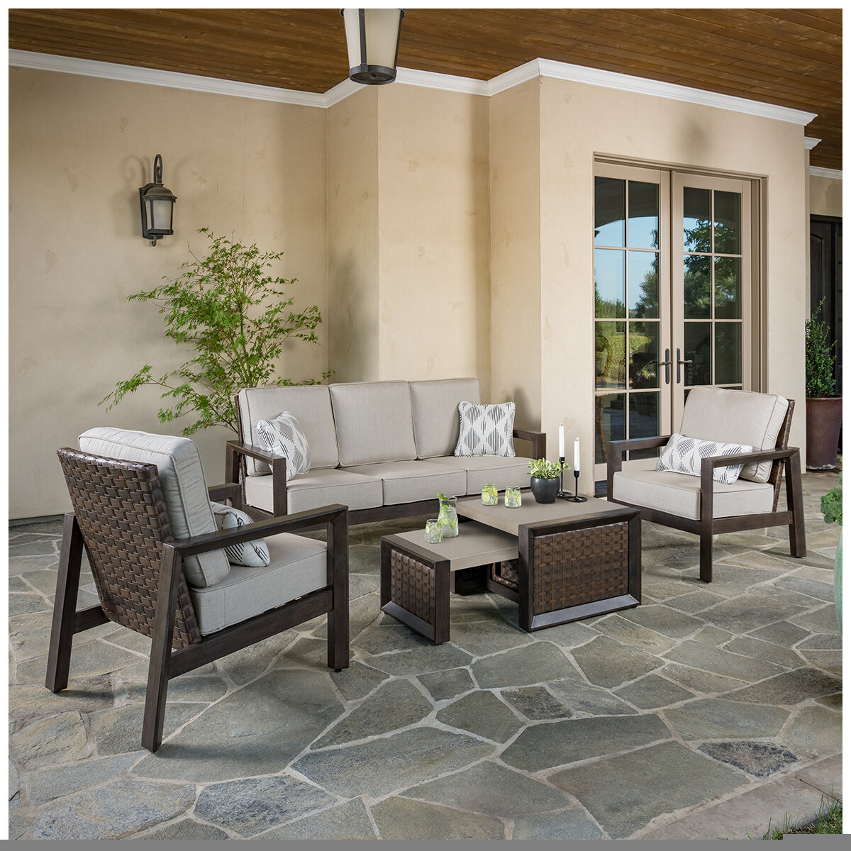 Sunbrella 5 piece patio set costco hotsell