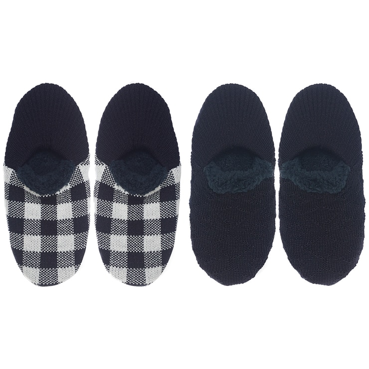 K. BELL Ladies Sherpa Slipper 2Pair Pack Black Costco Australia