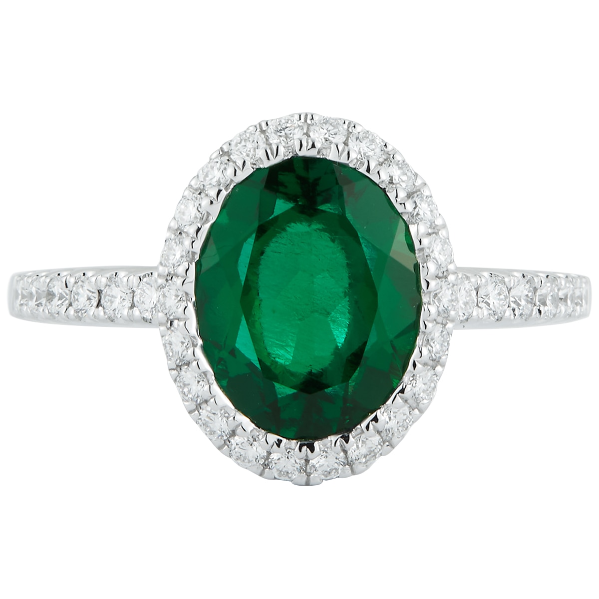 0.34ctw Diamond with Oval Lab Emerald Ring