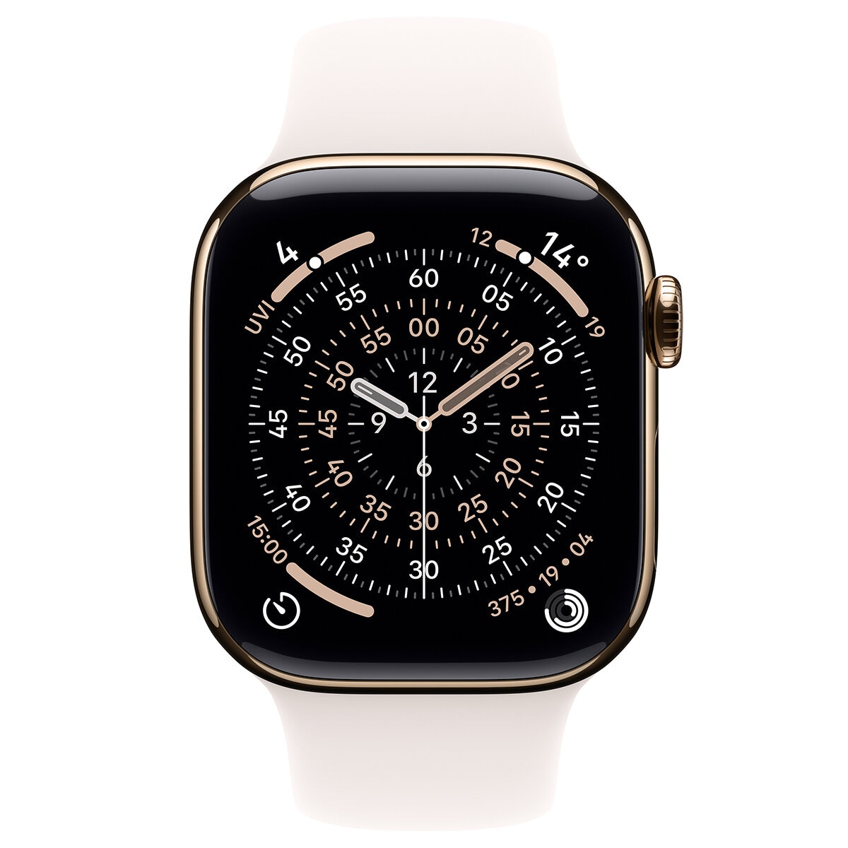 Apple Watch Series 11 GPS + Cellular 42mm Gold Titanium Case with Light Blush Sport Band - S/M